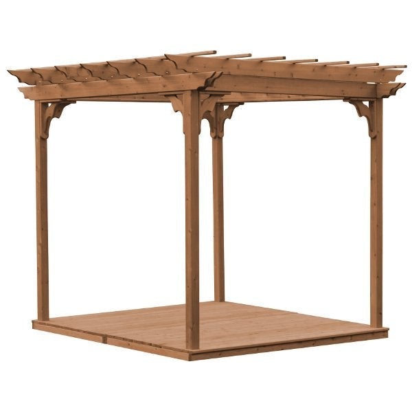 Western Red Cedar Pergola with Deck &amp; Swing Hangers Pergola 8'x8' / Oak Stain