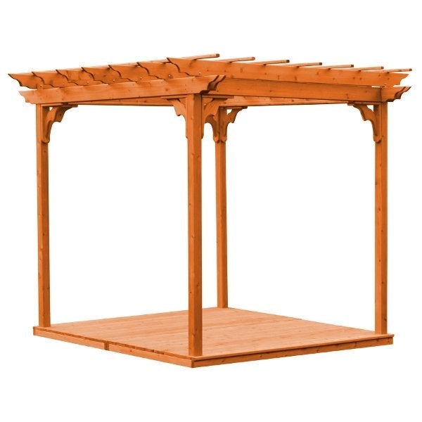 Western Red Cedar Pergola with Deck &amp; Swing Hangers Pergola 8'x8' / Redwood Stain