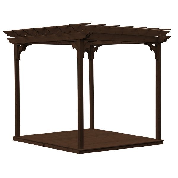 Western Red Cedar Pergola with Deck &amp; Swing Hangers Pergola 8'x8' / Walnut Stain