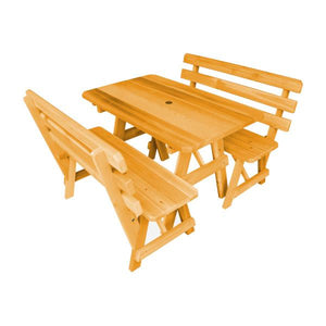 Western Red Cedar Picnic Table with 2 Backed Benches Picnic Table
