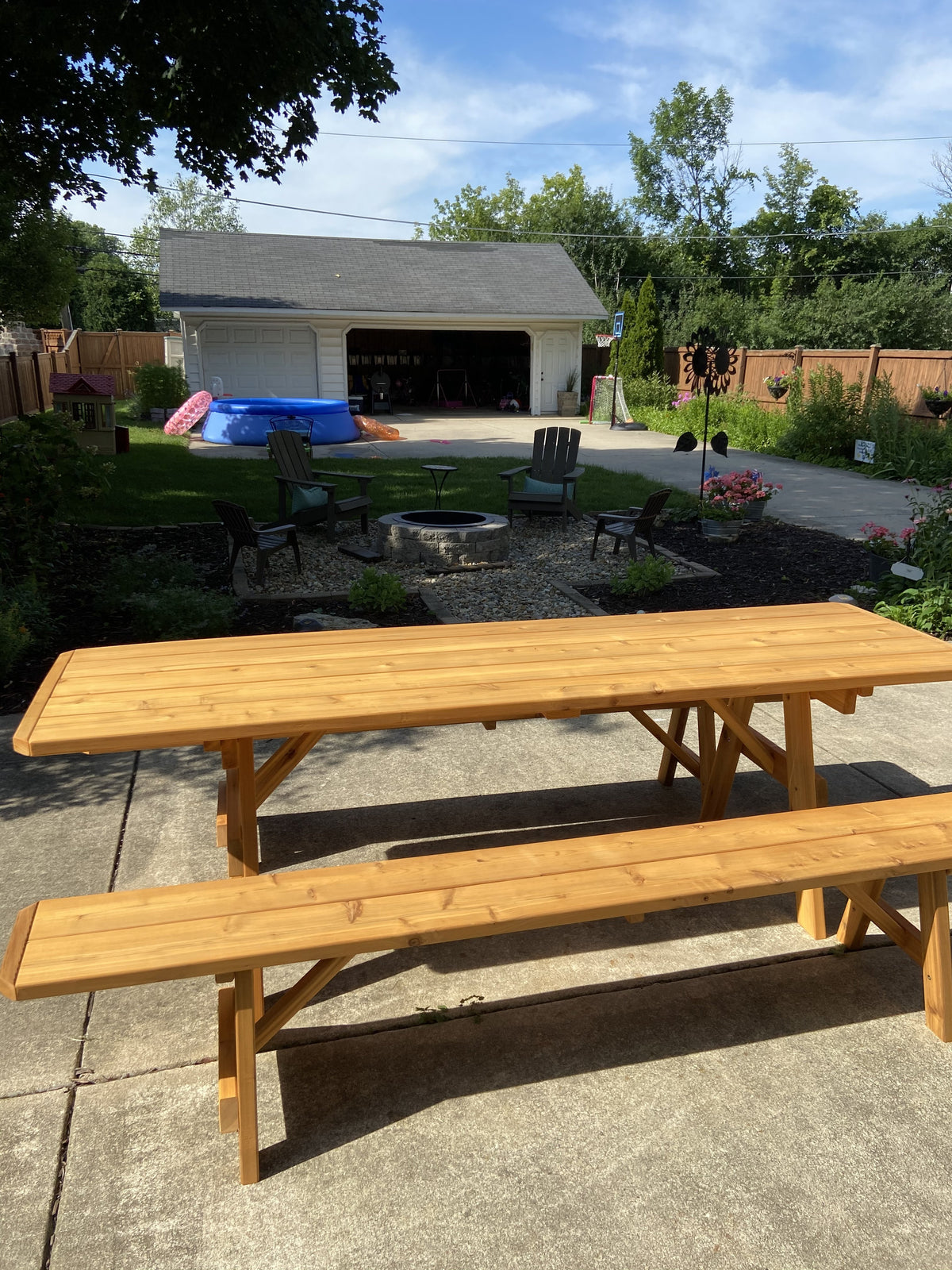 Western Red Cedar Traditional Picnic Table with 2 Benches A &amp; L Furniture