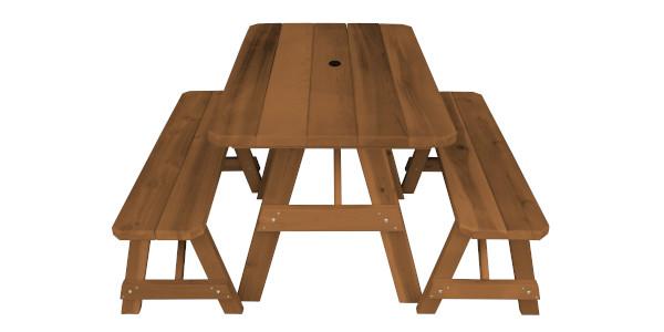 Western Red Cedar Traditional Picnic Table with 2 Benches - The Charming Bench Company