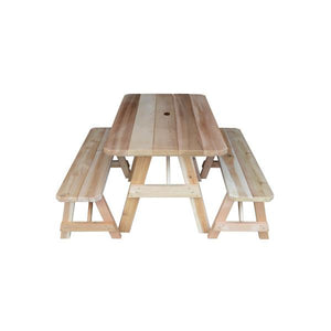 Western Red Cedar Traditional Picnic Table with 2 Benches - The Charming Bench Company