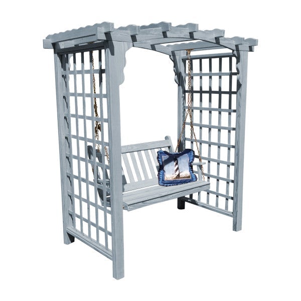Yellow Pine Cambridge Arbor &amp; Swing Porch Swing 5ft / Gray Stain