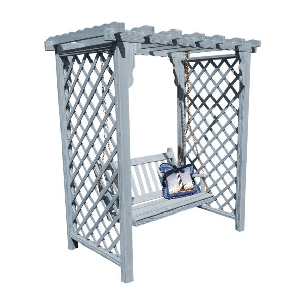 Yellow Pine Covington Arbor &amp; Swing Porch Swing 5ft / Gray Stain