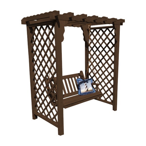 Yellow Pine Covington Arbor &amp; Swing Porch Swing 5ft / Walnut Stain