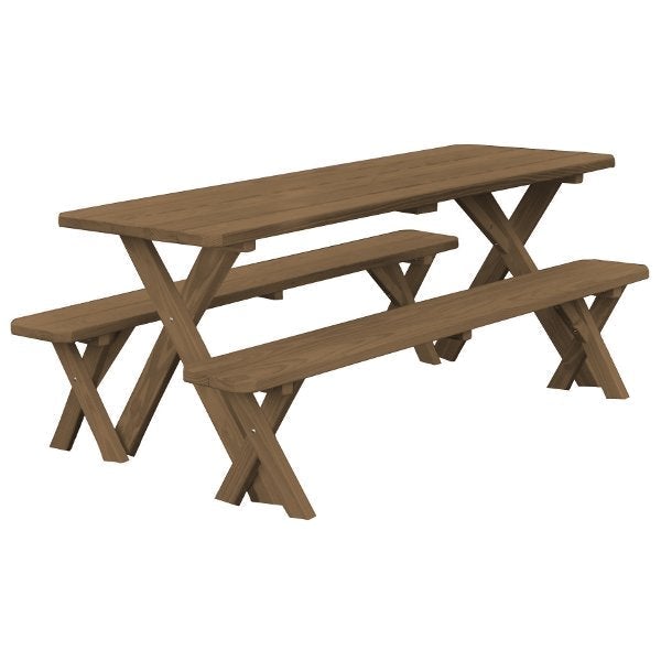 Yellow Pine Cross Legged Picnic Table with 2 Benches Size 6ft, 8ft Picnic Table