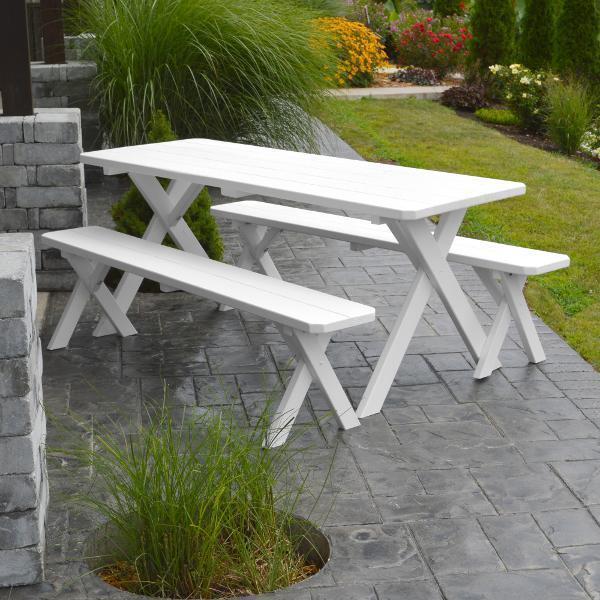 Yellow Pine Cross Legged Picnic Table with 2 Benches Size 6ft, 8ft Picnic Table
