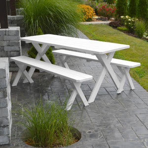 Yellow Pine Cross Legged Picnic Table with 2 Benches Size 6ft, 8ft Picnic Table