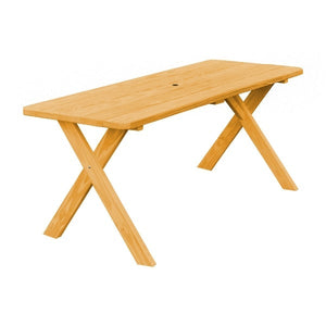 Yellow Pine Crossleg Table - Size 6ft & 8ft Outdoor Tables 6ft / Natural Stain / Include Standard Size Umbrella Hole