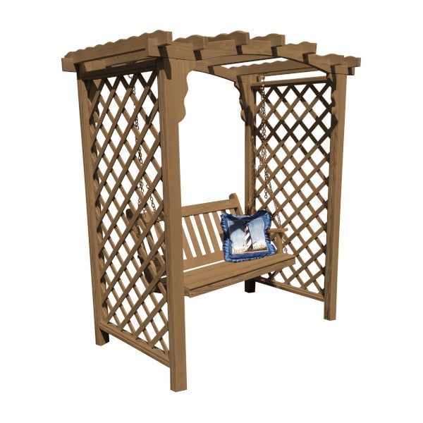 Yellow Pine Jamesport Arbor &amp; Swing Porch Swing 5ft / Mushroom Stain