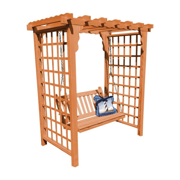 Yellow Pine Lexington Arbor &amp; Swing Porch Swing 5ft / Cedar Stain