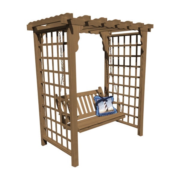 Yellow Pine Lexington Arbor &amp; Swing Porch Swing 5ft / Mushroom Stain