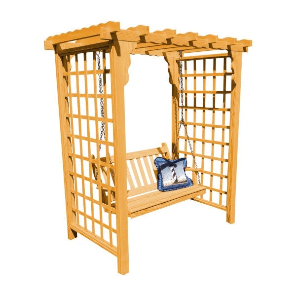 Yellow Pine Lexington Arbor &amp; Swing Porch Swing 5ft / Natural Stain