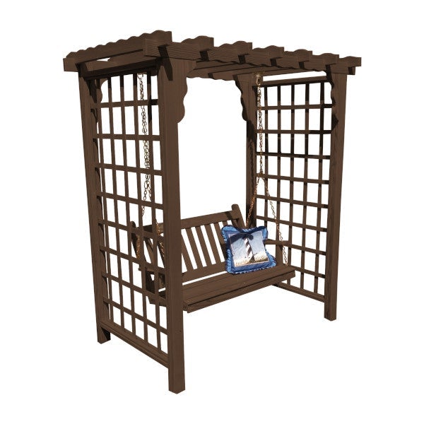 Yellow Pine Lexington Arbor &amp; Swing Porch Swing 5ft / Walnut Stain