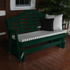 Yellow Pine Marlboro Glider Outdoor Glider 5ft / Dark Green Paint