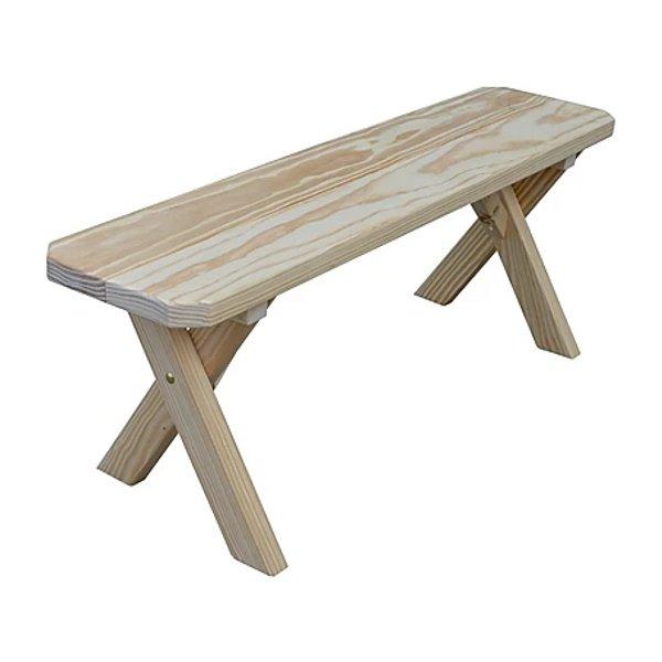 A &amp; L Furniture Yellow Pine Crossleg Bench Picnic Bench 2ft / Unfinished