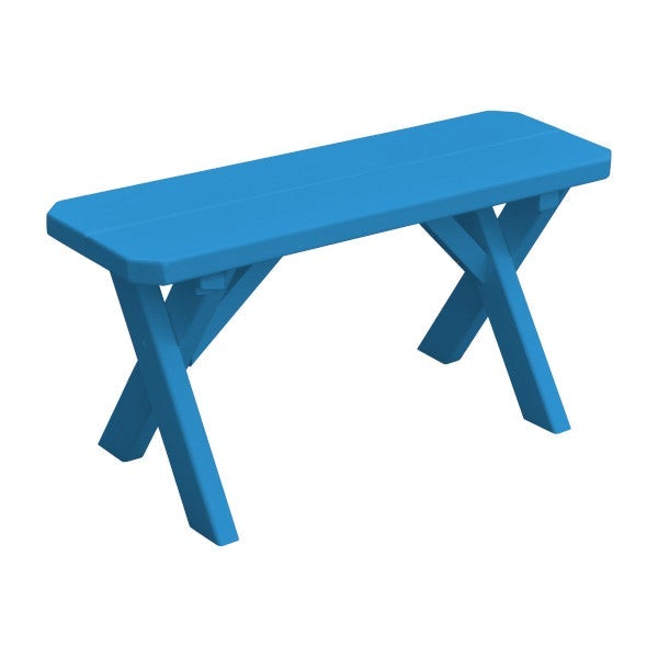 Yellow Pine Picnic Crossleg Bench Picnic Bench 3ft / Caribbean Blue Paint
