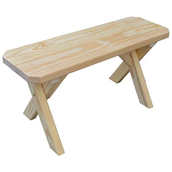 A &amp; L Furniture Yellow Pine Crossleg Bench Picnic Bench 2ft / Unfinished