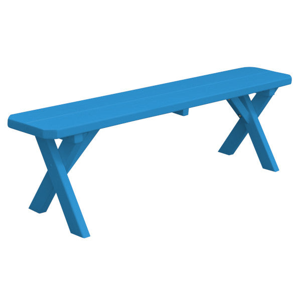 Yellow Pine Picnic Crossleg Bench Size 5ft, 6ft, 8ft Picnic Bench 5ft / Caribbean Blue Paint