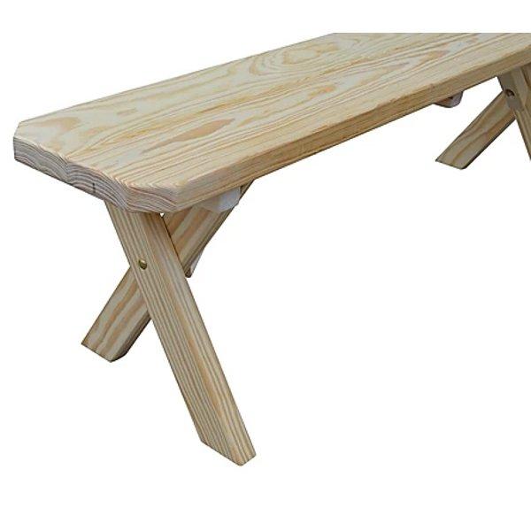 A &amp; L Furniture Yellow Pine Crossleg Bench Size 5ft, 6ft, 8ft Picnic Bench 5ft / Unfinished
