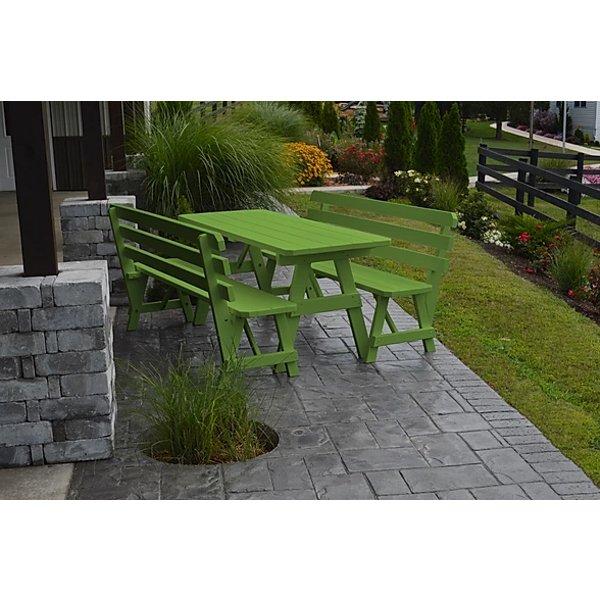 A &amp; L Furniture Yellow Pine Picnic Table with 2 Backed Benches Size 6ft - 8ft Picnic Table 6ft / Unfinished / NoA &amp; L Furniture Yellow Pine Picnic Table with 2 Backed Benches Size 6ft - 8ft Picnic Table 6ft / Unfinished / No