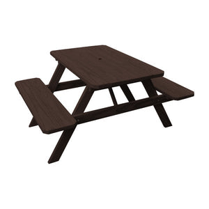 Yellow Pine Picnic Table with Attached Benches Picnic Table