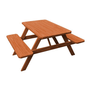 Yellow Pine Picnic Table with Attached Benches - The Charming Bench Company