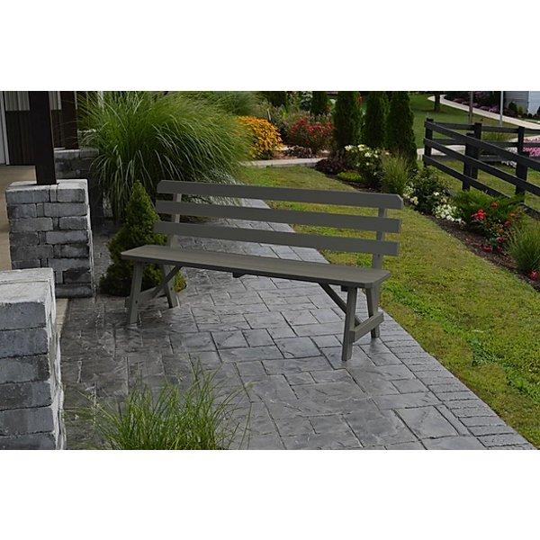 A &amp; L Furniture Yellow Pine Traditional Backed Bench Size 5ft, 6ft, 8ft Garden Benches 5ft / Unfinished