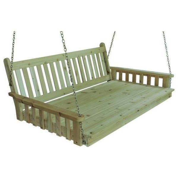 Yellow Pine Traditional English Swing Bed Size 6ft Porch Swing Bed