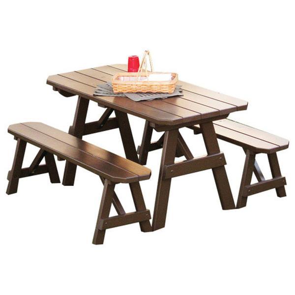 Yellow Pine Traditional Picnic Table with 2 Benches Picnic Table