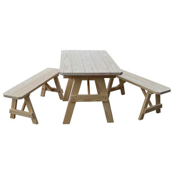Yellow Pine Traditional Picnic Table with 2 Benches Picnic Table