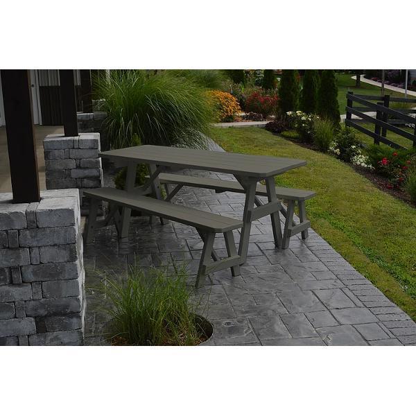 Yellow Pine Traditional Picnic Table with 2 Benches Picnic Table
